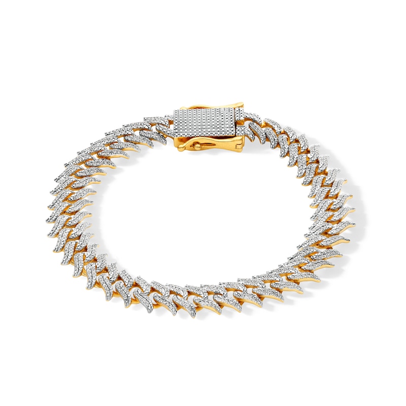 14K Gold Plated 1 CT. T.W. Diamond Spiked Link Bracelet