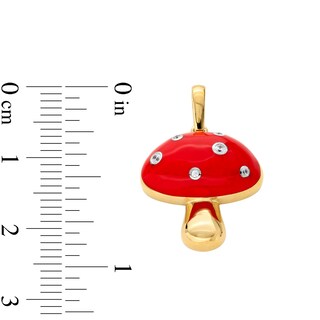 14K Gold Plate 1/20 CT. T.W. Diamond Red Ceramic Mushroom Charm