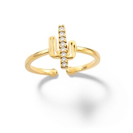 18K Gold Plate Diamond Accent Cactus Ring
