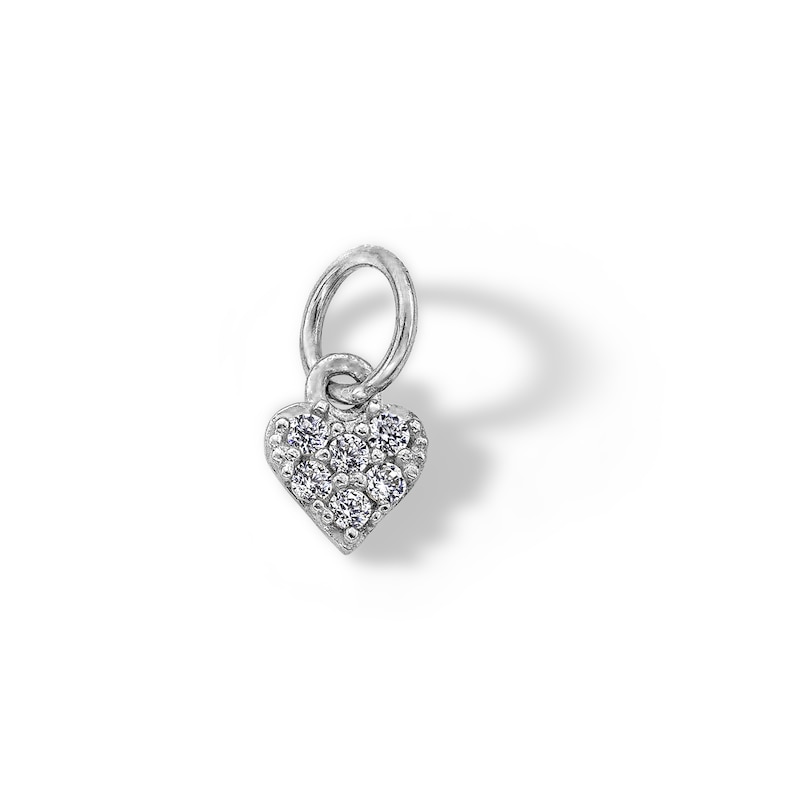 Main Image 1 of 14K Semi-Solid White Gold CZ Heart Charm