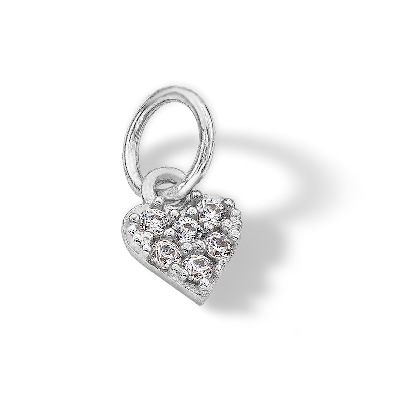 Main Image 2 of 14K Semi-Solid White Gold CZ Heart Charm