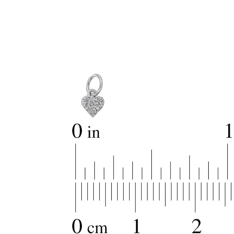 Main Image 3 of 14K Semi-Solid White Gold CZ Heart Charm