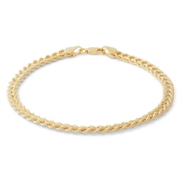 14K Hollow Gold Double Row Rope Chain Bracelet - 7.5"