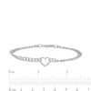 Thumbnail Image 1 of 10K Hollow White Gold Diamond-Cut Heart Chain Bracelet - 7.5"