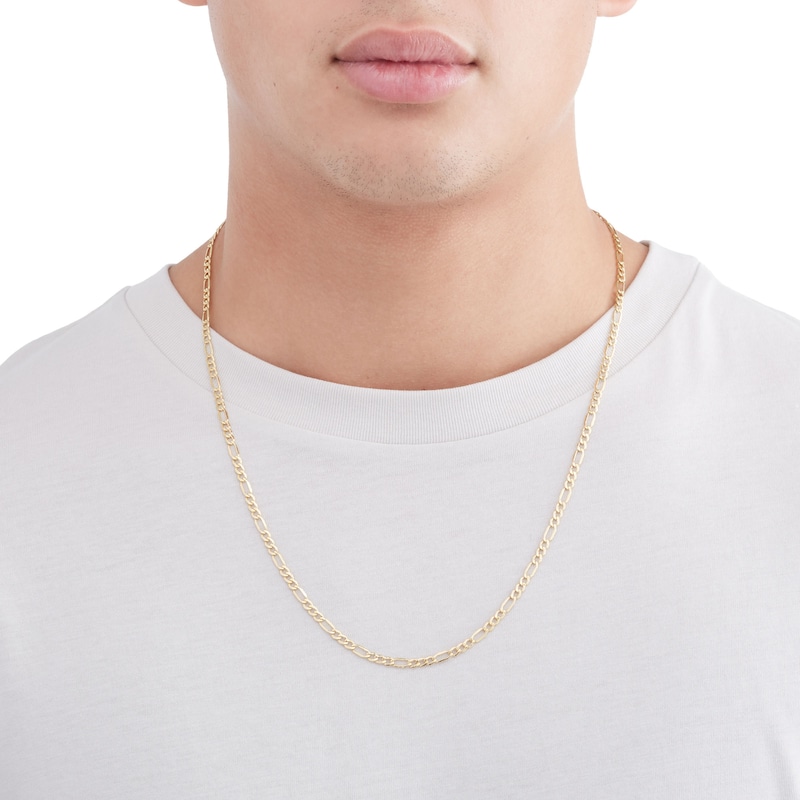 Main Image 3 of 14K Hollow Gold Figaro Chain - 24"