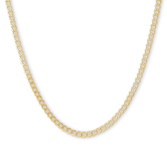 14K Hollow Gold Beveled Curb Chain
