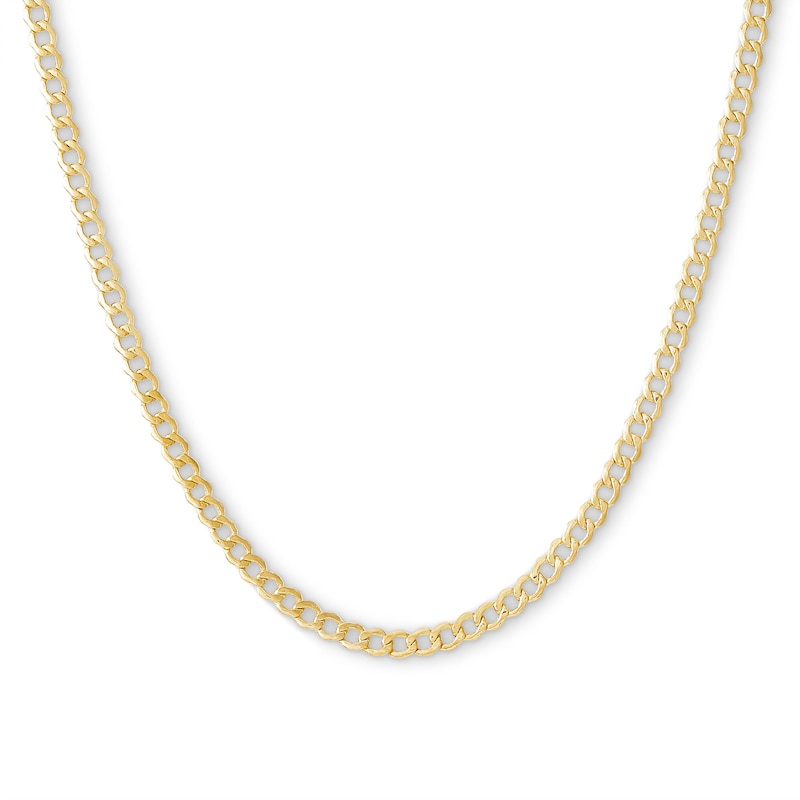 14K Hollow Gold Beveled Curb Chain - 18"
