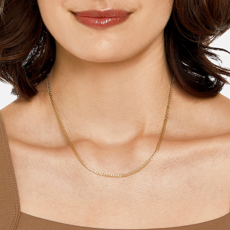 14K Hollow Gold Beveled Curb Chain - 18"
