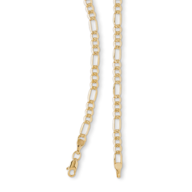 Main Image 2 of 14K Hollow Gold Beveled Figaro Chain - 18"