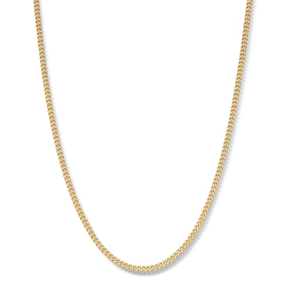 14K Hollow Gold Diamond-Cut Curb Chain - 22"