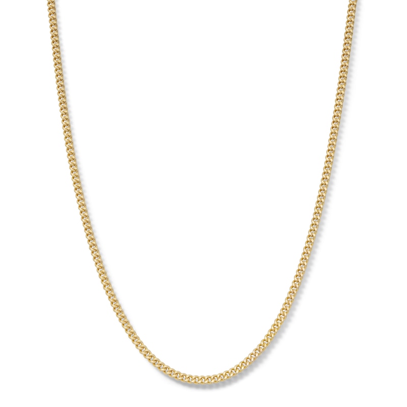 14K Hollow Gold Diamond-Cut Curb Chain - 22"