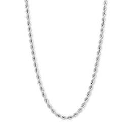 10K Hollow White Gold Rope Chain - 22"