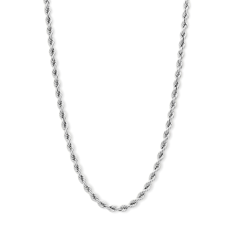 Main Image 1 of 10K Hollow White Gold Rope Chain - 22&quot;