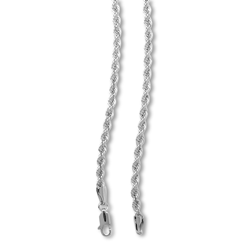 10K Hollow White Gold Rope Chain - 22"