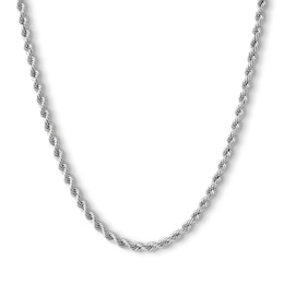 10K Hollow White Gold Rope Chain - 24&quot;