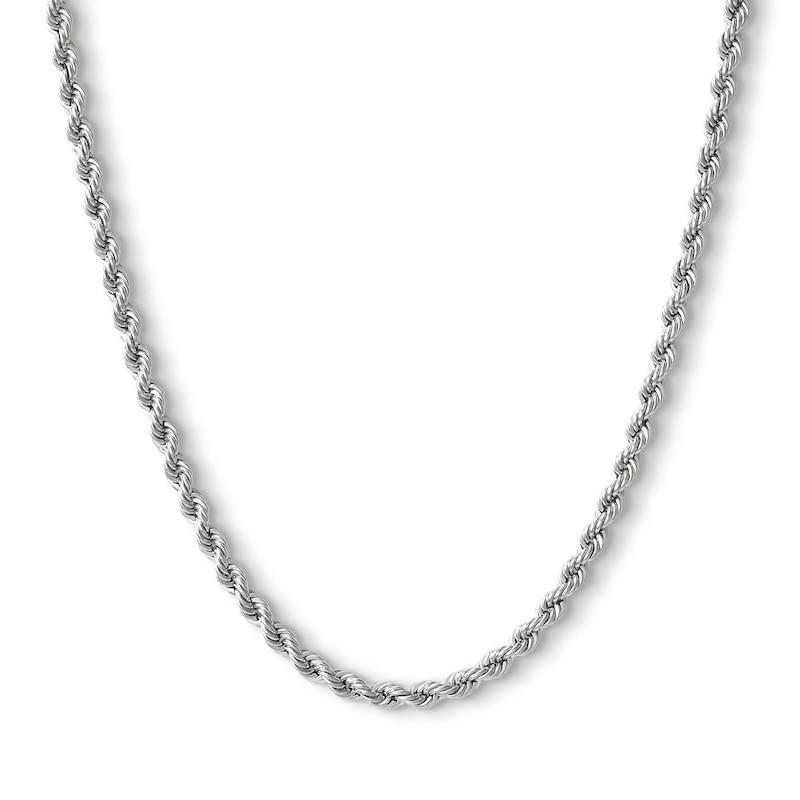 Main Image 1 of 10K Hollow White Gold Rope Chain - 24"