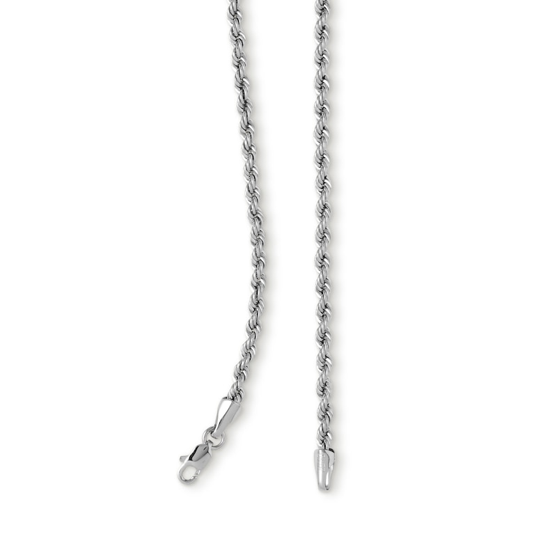 Main Image 2 of 10K Hollow White Gold Rope Chain - 24"