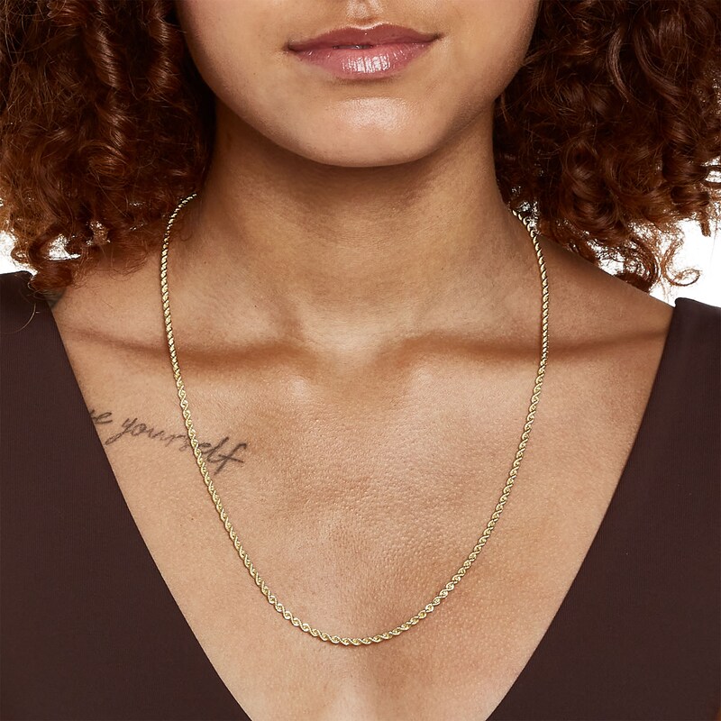 Main Image 3 of 10K Hollow White Gold Rope Chain - 24"