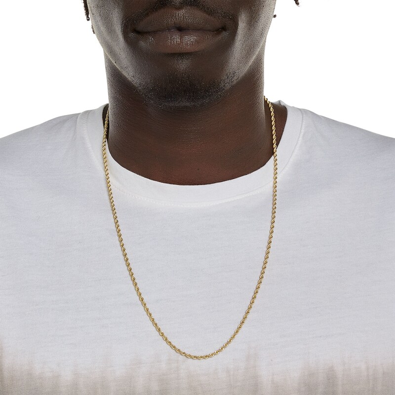 Main Image 4 of 10K Hollow White Gold Rope Chain - 24"