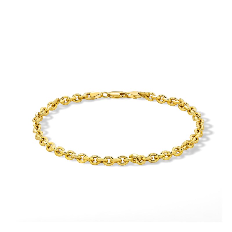 10K Semi-Sold Gold Diamond-Cut Rolo Chain Bracelet