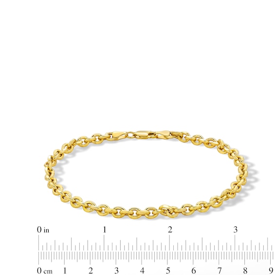 10K Semi-Sold Gold Diamond-Cut Rolo Chain Bracelet