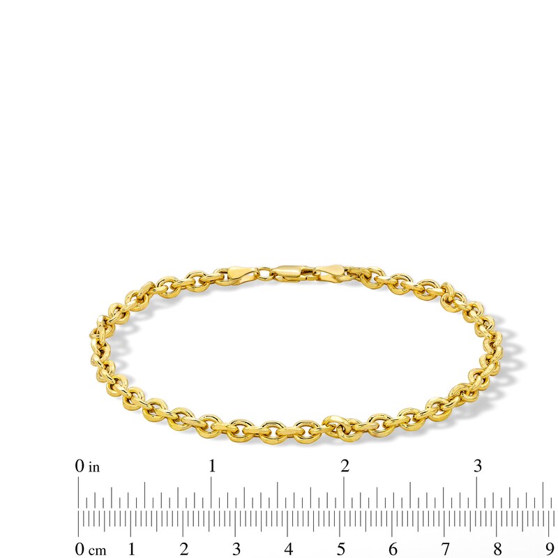 10K Semi-Sold Gold Diamond-Cut Rolo Chain Bracelet