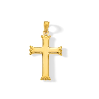 14K Hollow Gold Flare Ends Cross Charm