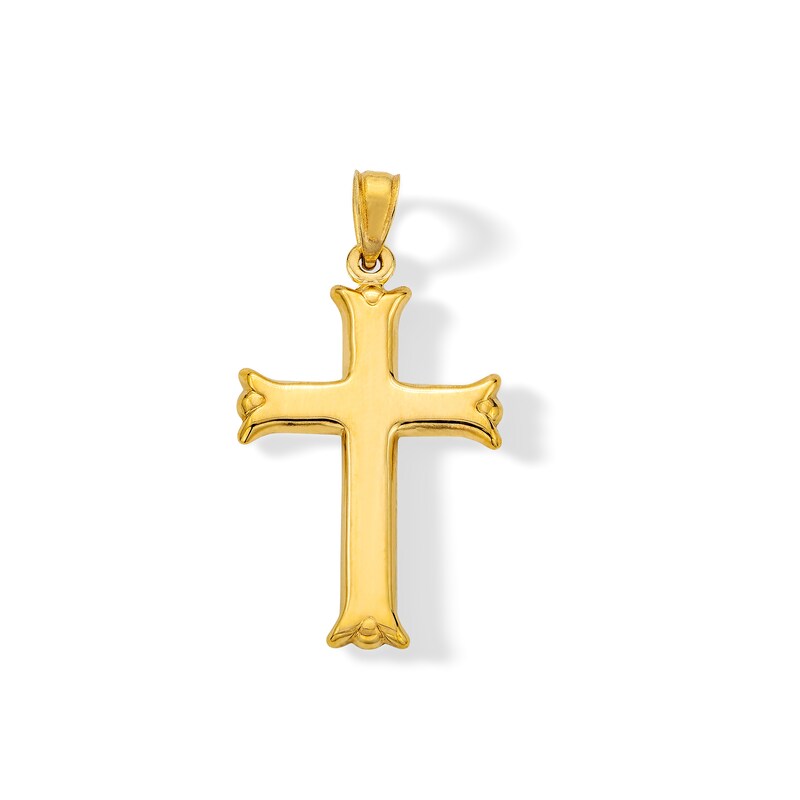 Main Image 1 of 14K Hollow Gold Flare Ends Cross Necklace Charm
