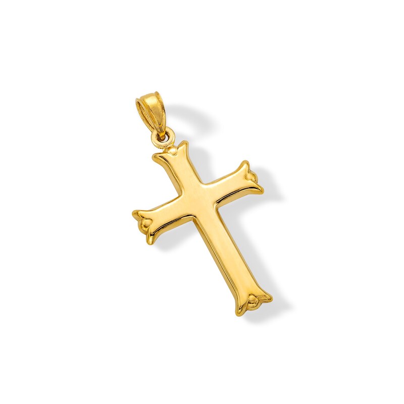 Main Image 3 of 14K Hollow Gold Flare Ends Cross Necklace Charm