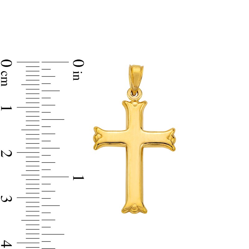 Main Image 4 of 14K Hollow Gold Flare Ends Cross Necklace Charm