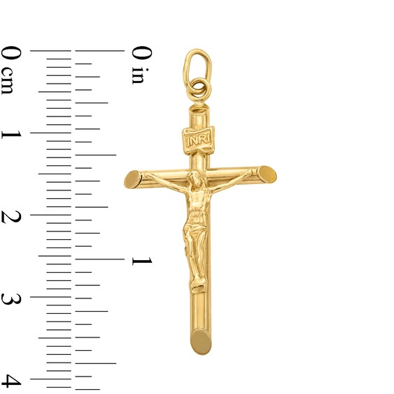 14K Hollow Gold Large Crucifix Charm