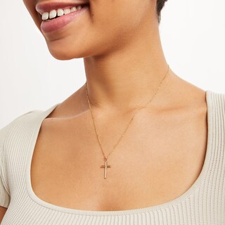 14K Hollow Gold Small Reversible Cross Charm
