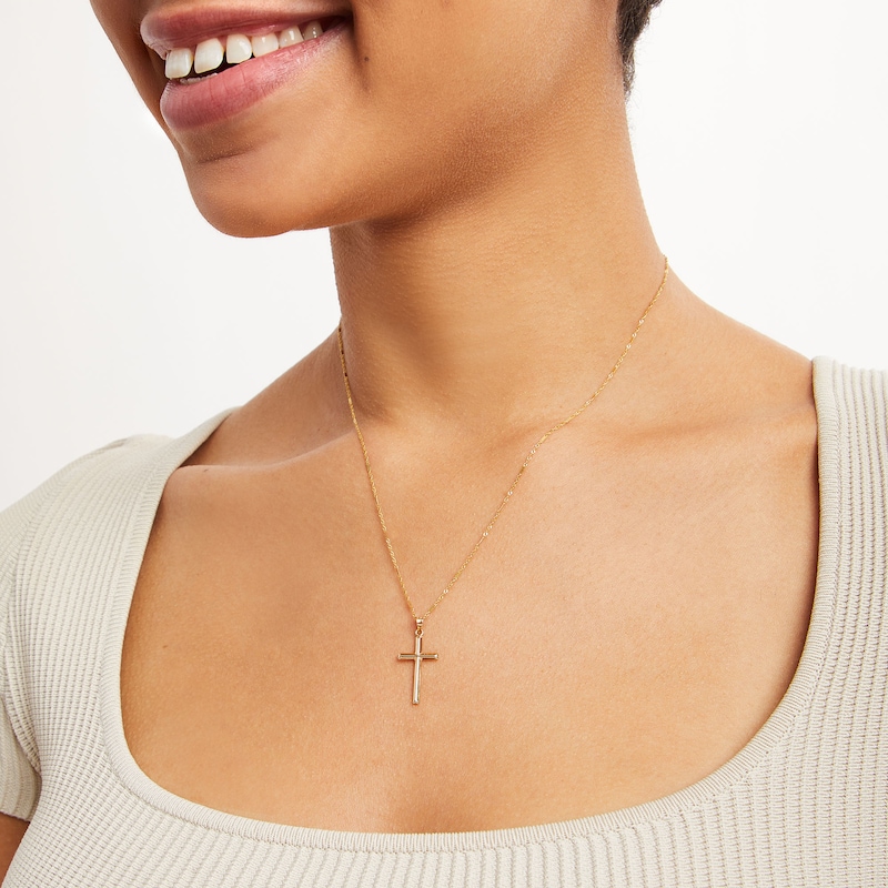 14K Hollow Gold Small Reversible Cross Charm