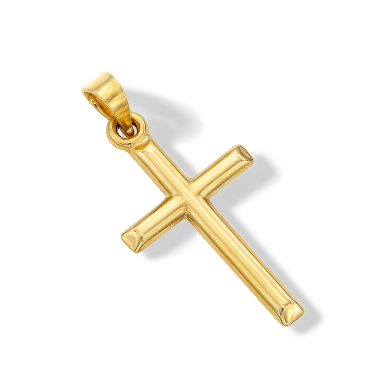 14K Hollow Gold Dainty Reversible Cross Charm