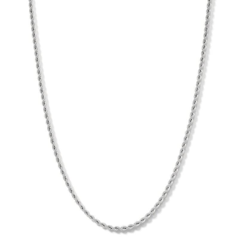 10K Hollow White Gold Rope Chain - 22"