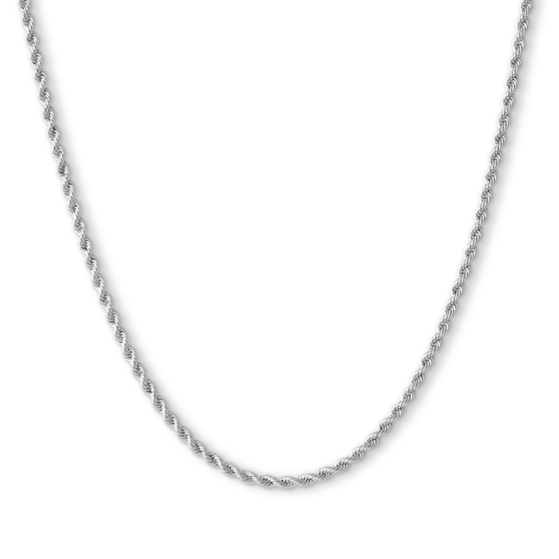 Main Image 1 of 10K Hollow White Gold Rope Chain - 18"