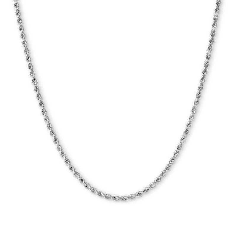 Main Image 1 of 10K Hollow White Gold Rope Chain - 20"