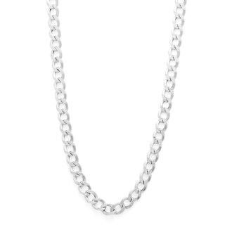 10K Semi-Solid White Gold Diamond-Cut Cuban Curb Chain - 22"