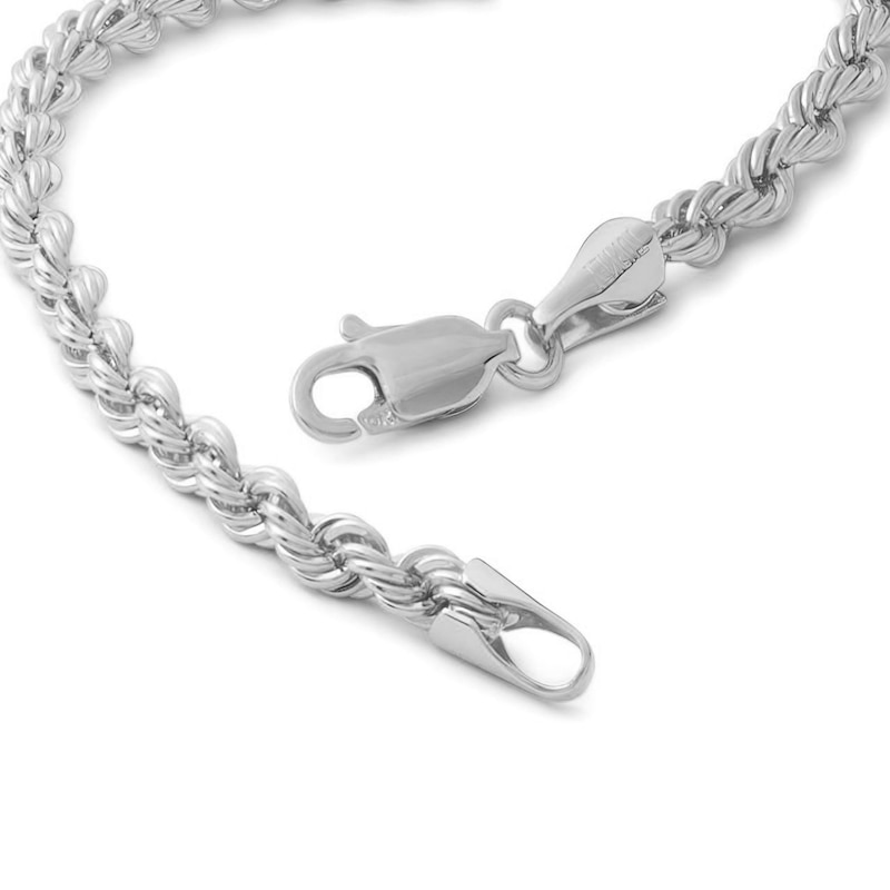10K Hollow White Gold Rope Chain Bracelet - 8"