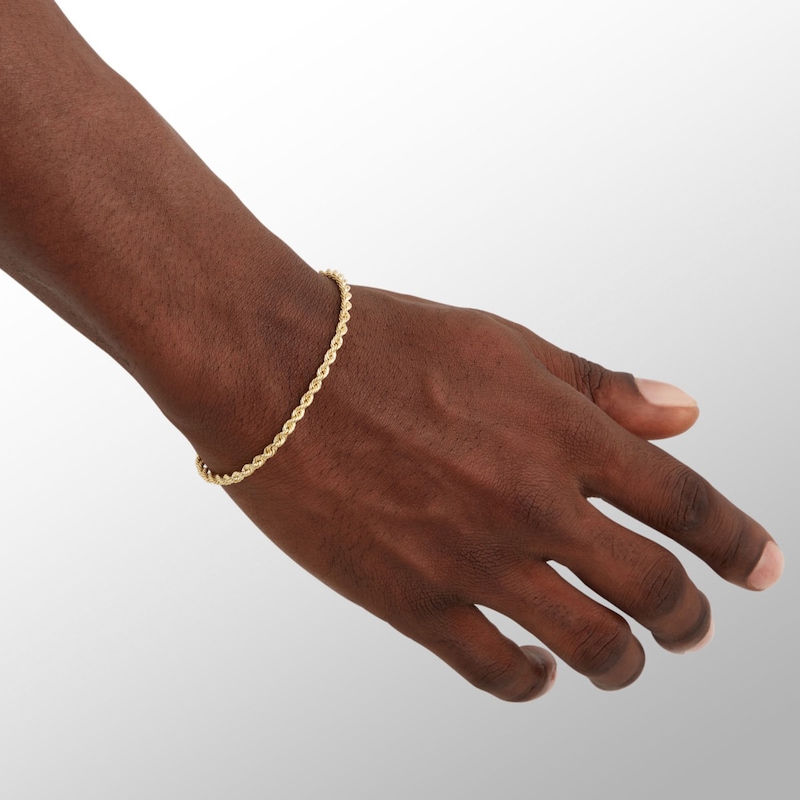 Main Image 3 of 10K Hollow White Gold Rope Chain Bracelet - 8"