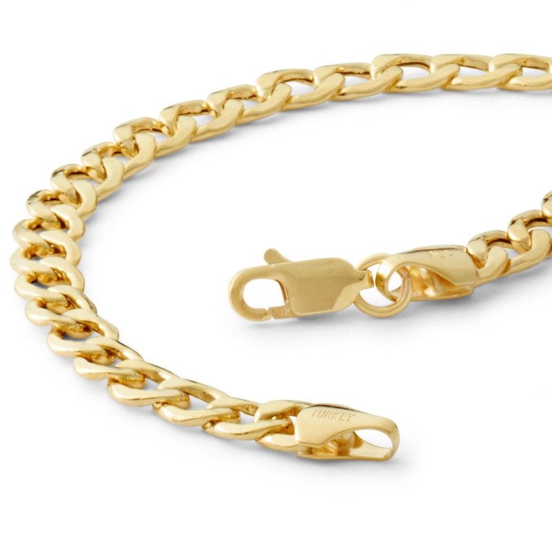Main Image 2 of 14K Hollow Gold Beveled Curb Chain Bracelet - 7.5"