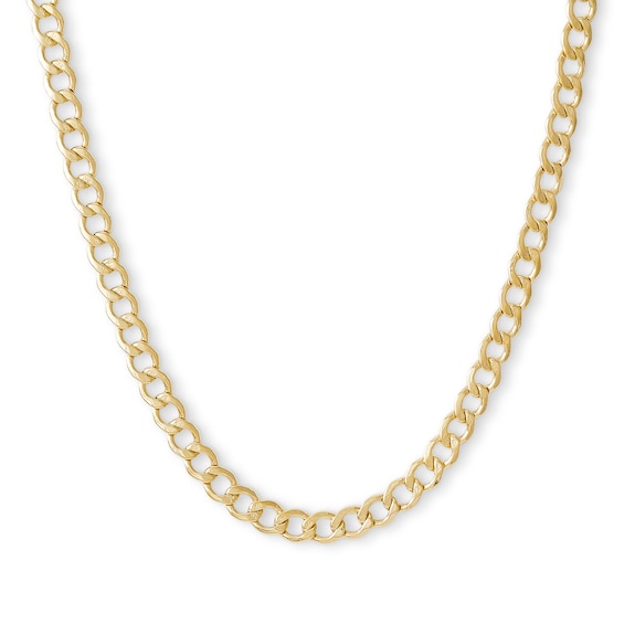 14K Hollow Gold Beveled Curb Chain