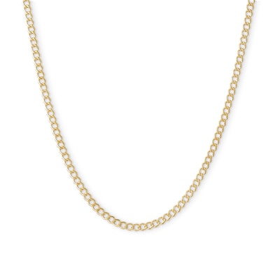 14K Hollow Gold Beveled Curb Chain Necklace - 24"