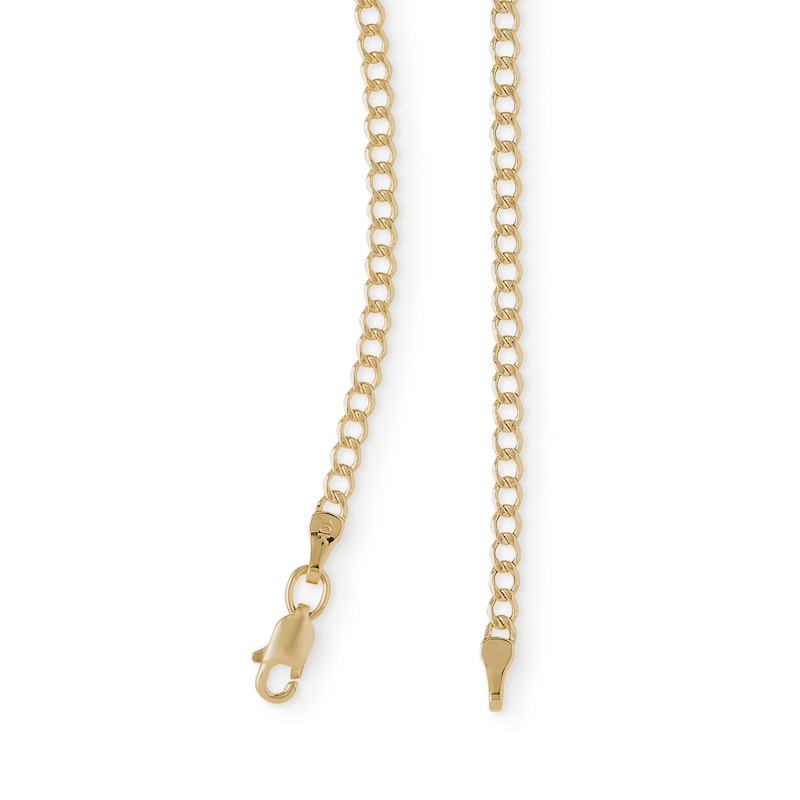 14K Hollow Gold Beveled Curb Chain Necklace - 24"