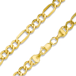 14K Hollow Gold Beveled Figaro Chain - 26"