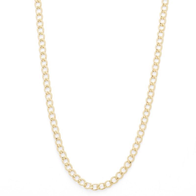 14K Hollow Gold Beveled Curb Chain - 20"