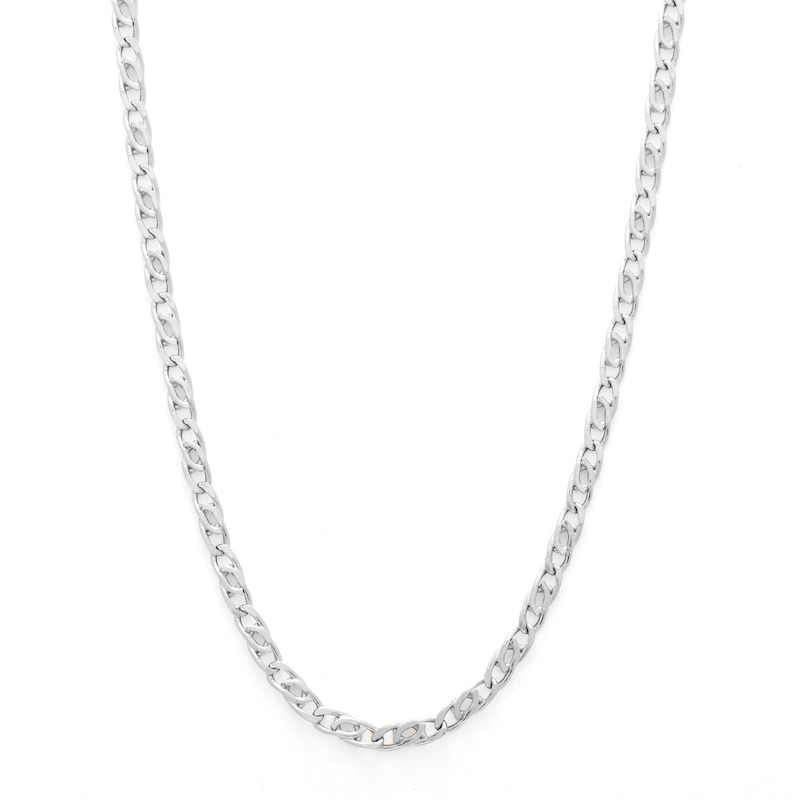 10K Hollow White Gold Diamond-Cut Birdseye Curb Chain - 18"
