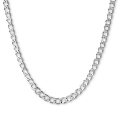 10K Solid White Gold Curb Chain - 22"