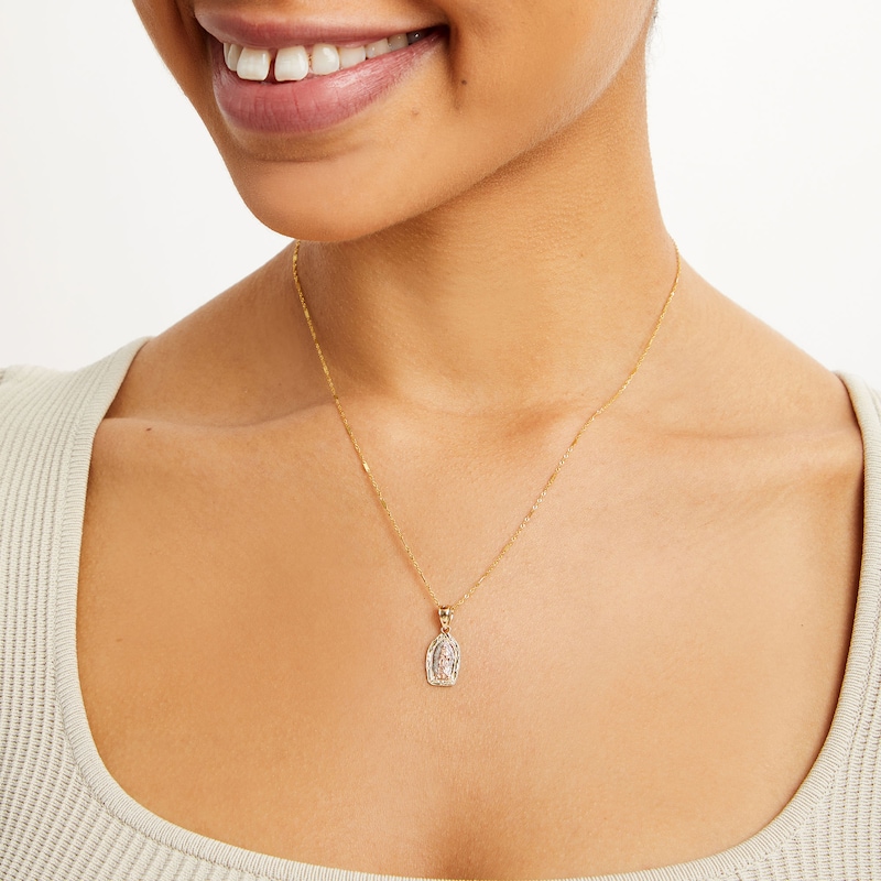 Main Image 2 of 14K Solid Gold Our Lady of Guadalupe Tri-Color Charm
