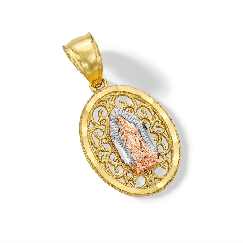 Main Image 3 of 14K Solid Gold Our Lady of Guadalupe Filigree Tri-Color Charm